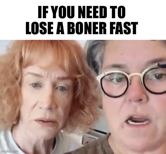Boner Cure | IF YOU NEED TO LOSE A BONER FAST | image tagged in rosie o'donnell,kathy griffin | made w/ Imgflip meme maker