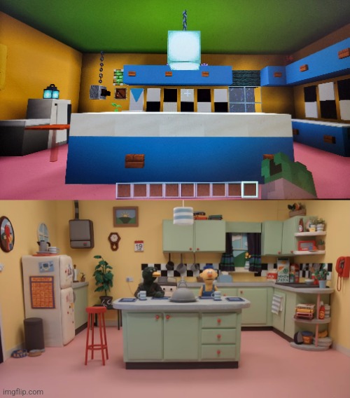 remade the kitchen from dhmis in minecraft | made w/ Imgflip meme maker