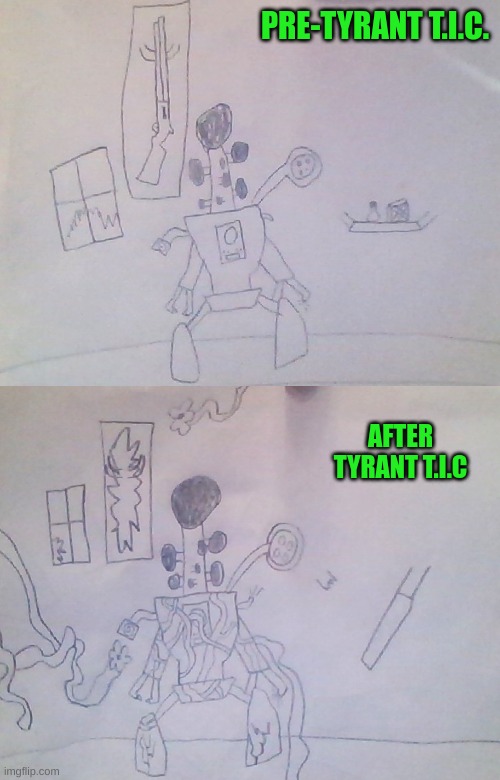 teaser for T.I.C. | PRE-TYRANT T.I.C. AFTER TYRANT T.I.C | made w/ Imgflip meme maker