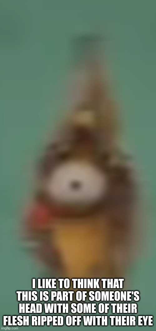 I LIKE TO THINK THAT THIS IS PART OF SOMEONE'S HEAD WITH SOME OF THEIR FLESH RIPPED OFF WITH THEIR EYE | made w/ Imgflip meme maker