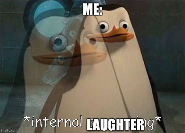 Private Internal Screaming | ME: LAUGHTER | image tagged in private internal screaming | made w/ Imgflip meme maker