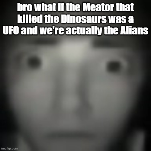 My brain is loading | bro what if the Meator that killed the Dinosaurs was a UFO and we're actually the Alians | image tagged in concerned stare | made w/ Imgflip meme maker