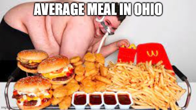 what going on in ohio | AVERAGE MEAL IN OHIO | image tagged in nikocado avocado,meme,ohio | made w/ Imgflip meme maker