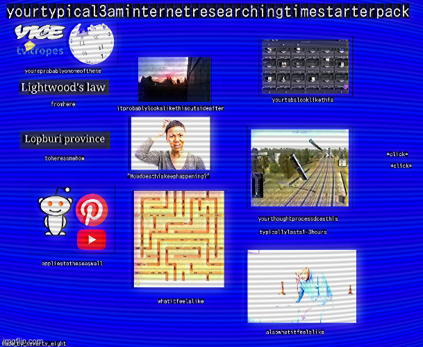 your typical 3am internet researching time starterpack | image tagged in starter pack | made w/ Imgflip meme maker