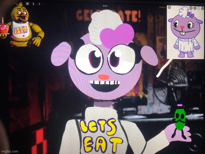 Chica and Lammy crossover | image tagged in fnaf,htf | made w/ Imgflip meme maker