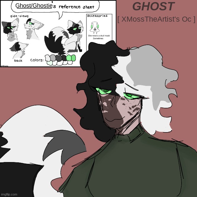 Decided to draw Ghostie, Moss's oc :DD btw if you want your oc redrawn just comment a pic of them! | made w/ Imgflip meme maker