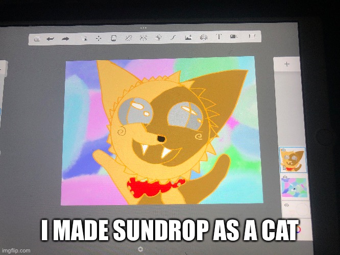 Im slowly and surely becoming obsessed with cats | I MADE SUNDROP AS A CAT | image tagged in cats,fnaf | made w/ Imgflip meme maker