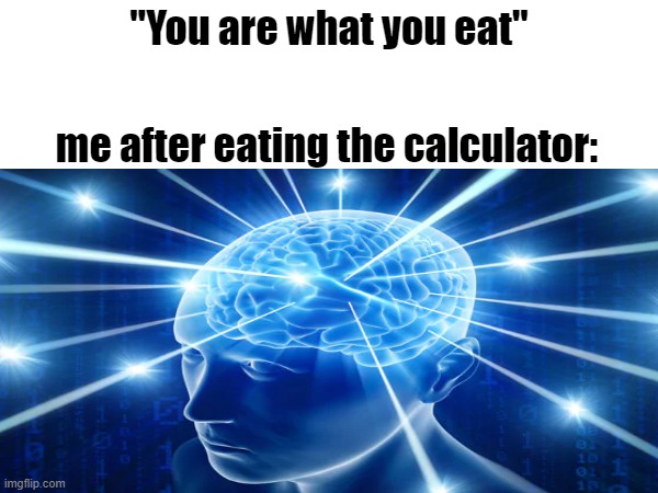 smarttt | "You are what you eat"; me after eating the calculator: | image tagged in funny | made w/ Imgflip meme maker