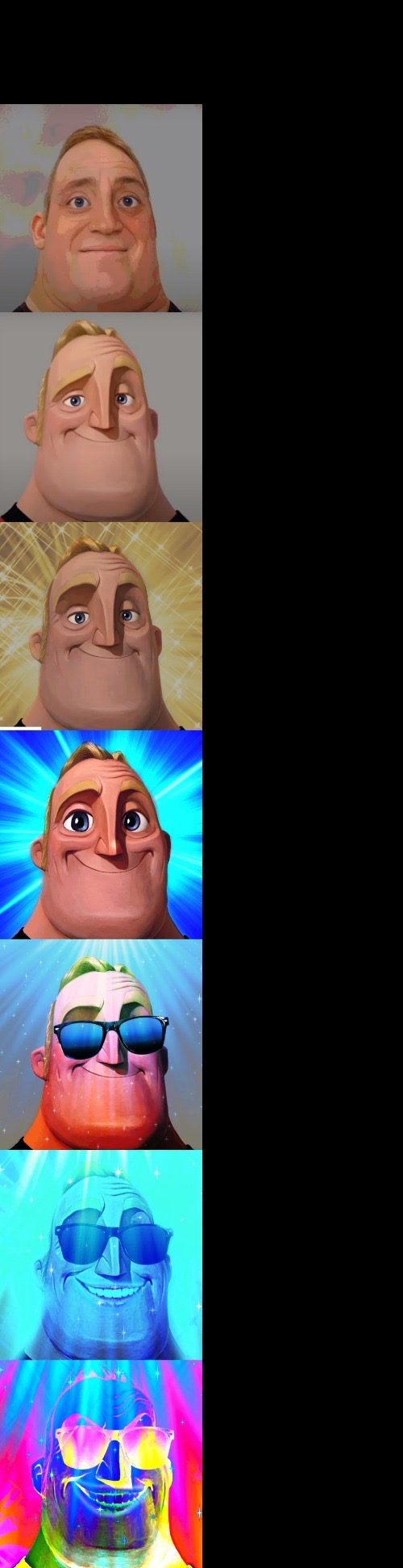 Mr Incredible Becoming Canny 7 Phases Blank Meme Template