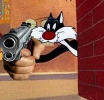 Sylvester the cat with a gun Blank Meme Template