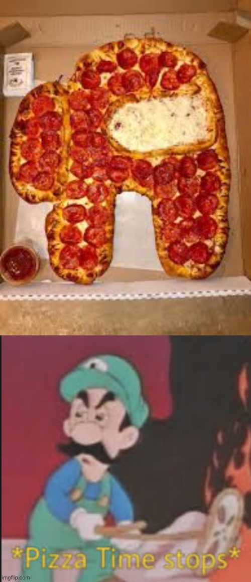 Amogus | image tagged in pizza time stops,memes,funny | made w/ Imgflip meme maker