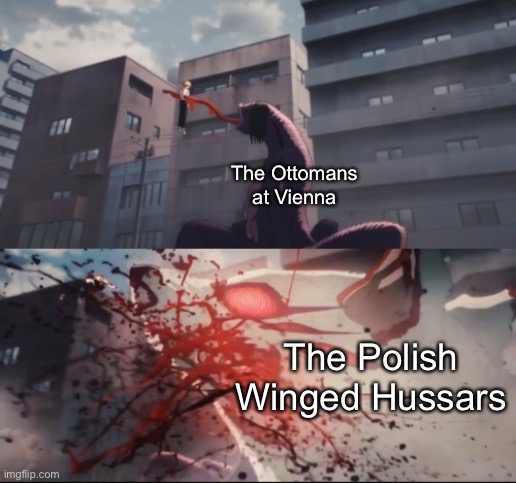 The Ottomans at Vienna; The Polish Winged Hussars | image tagged in fox devil obliterates leach devil | made w/ Imgflip meme maker