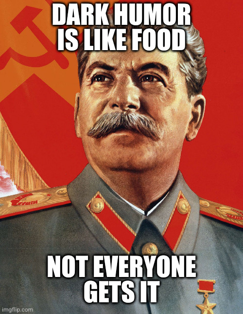 Joseph Stalin | DARK HUMOR IS LIKE FOOD; NOT EVERYONE GETS IT | image tagged in joseph stalin | made w/ Imgflip meme maker