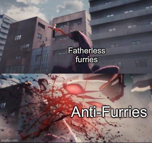 Kinda ironic that it’s a Fox | Fatherless furries; Anti-Furries | image tagged in fox devil obliterates leach devil | made w/ Imgflip meme maker