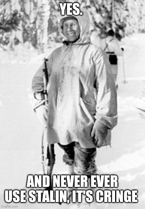 Used for COMMENT!!!!!!!! | YES. AND NEVER EVER USE STALIN, IT'S CRINGE | image tagged in simo h yh | made w/ Imgflip meme maker