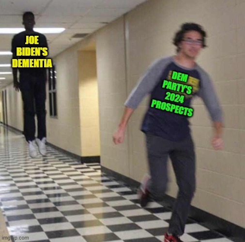 Run faster . . . reality is catching up . . . at last. | JOE BIDEN'S DEMENTIA; DEM PARTY'S 2024 PROSPECTS | image tagged in floating boy chasing running boy | made w/ Imgflip meme maker
