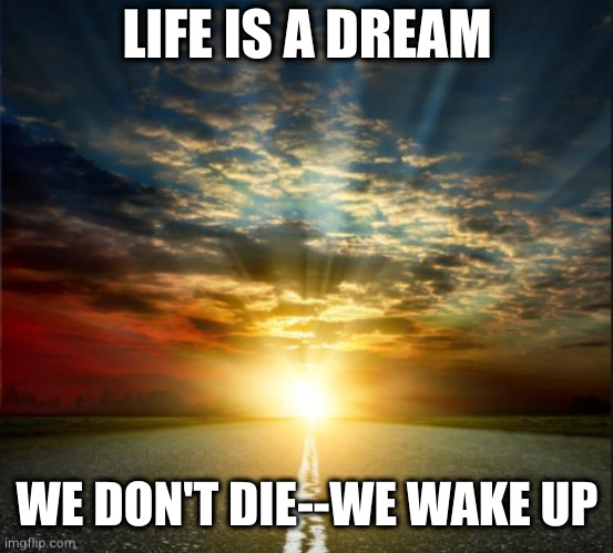 Dream big  | LIFE IS A DREAM; WE DON'T DIE--WE WAKE UP | image tagged in dream big | made w/ Imgflip meme maker