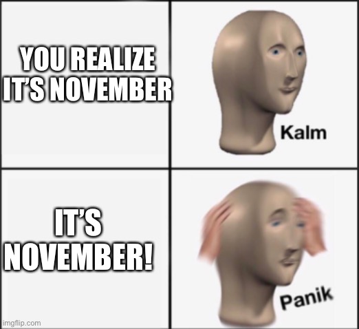 kalm panik | YOU REALIZE IT’S NOVEMBER IT’S NOVEMBER! | image tagged in kalm panik | made w/ Imgflip meme maker