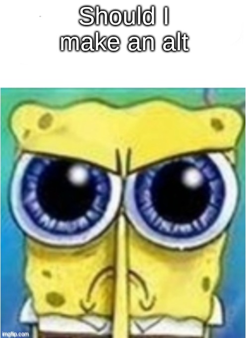 idk | Should I make an alt | image tagged in angry spongebob blank | made w/ Imgflip meme maker