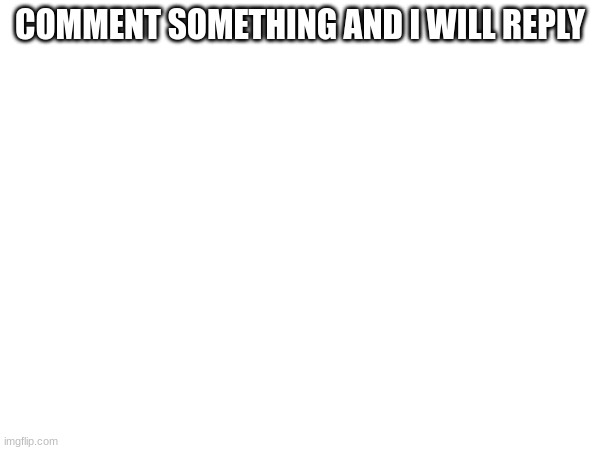 COMMENT SOMETHING AND I WILL REPLY | image tagged in blank white template | made w/ Imgflip meme maker