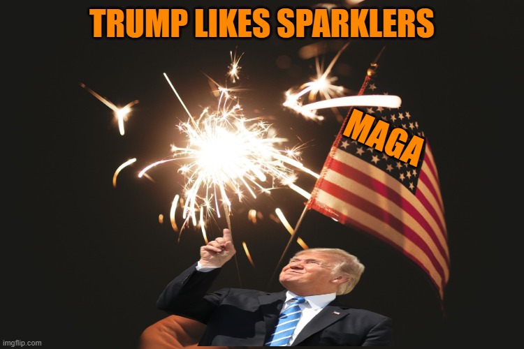Sparklers | TRUMP LIKES SPARKLERS MAGA | image tagged in sparklers | made w/ Imgflip meme maker