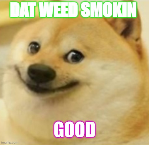 Smile Doge (Cropped) | DAT WEED SMOKIN; GOOD | image tagged in smile doge cropped | made w/ Imgflip meme maker