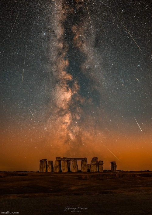Stonehenge and the Milky Way | image tagged in stonehenge,milky way,galaxy,timelapse,photography,awesome | made w/ Imgflip meme maker