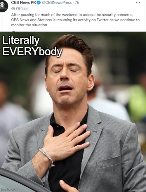 That was close | Literally EVERYbody | image tagged in relieved rdj | made w/ Imgflip meme maker