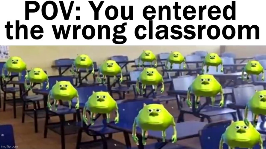 You have entered the wrong classroom | image tagged in mike wazowski | made w/ Imgflip meme maker