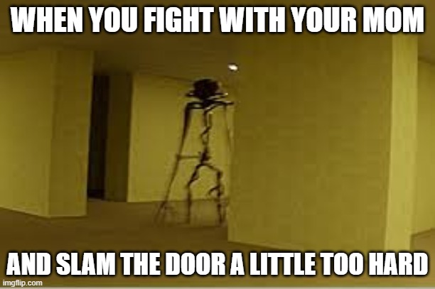 backrooms entity | WHEN YOU FIGHT WITH YOUR MOM; AND SLAM THE DOOR A LITTLE TOO HARD | image tagged in backrooms entity | made w/ Imgflip meme maker