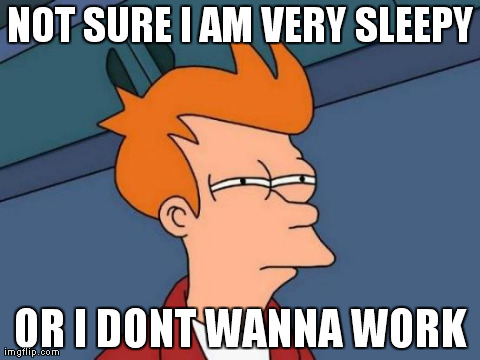 Futurama Fry Meme | NOT SURE I AM VERY SLEEPY OR I DONT WANNA WORK | image tagged in memes,futurama fry | made w/ Imgflip meme maker