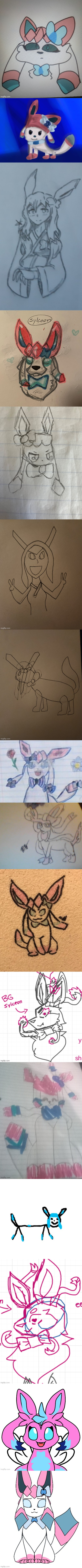 i updooted it again | image tagged in sylceon and kitty fusion drawn by saturn,sylceon drawn by saturn | made w/ Imgflip meme maker