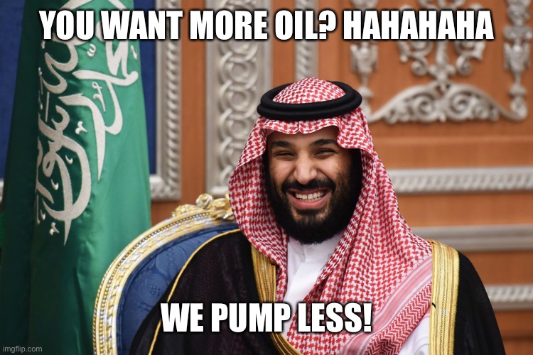MBS Smiling | YOU WANT MORE OIL? HAHAHAHA WE PUMP LESS! | image tagged in mbs smiling | made w/ Imgflip meme maker
