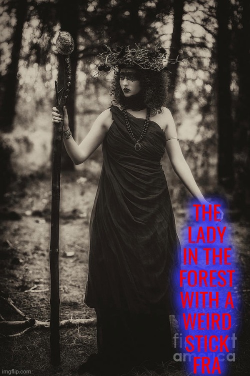 THE
LADY
IN THE
FOREST
WITH A
WEIRD
STICK
FRA | made w/ Imgflip meme maker