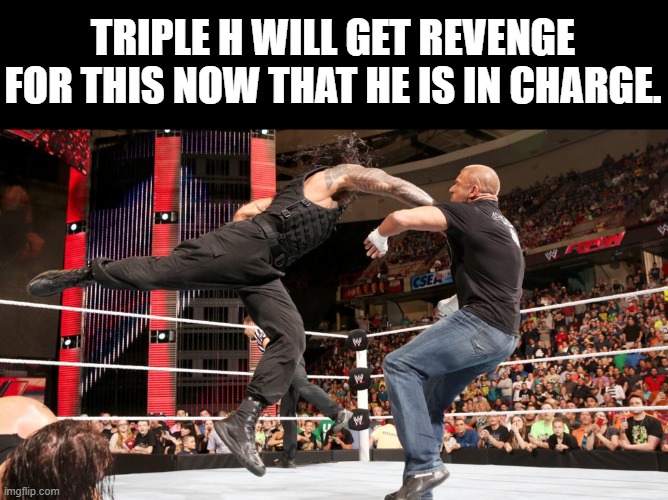 Now he can bury more. | TRIPLE H WILL GET REVENGE FOR THIS NOW THAT HE IS IN CHARGE. | image tagged in roman reigns superman punch,roman reigns,triple h,wwe | made w/ Imgflip meme maker