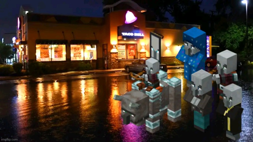 Illagers at Taco Bell (owner note: they hungy) | image tagged in minecraft | made w/ Imgflip meme maker