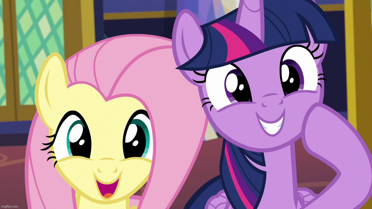 image tagged in fluttershy,twilight sparkle,my little pony friendship is magic | made w/ Imgflip meme maker