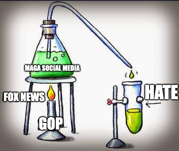 Distilled | MAGA SOCIAL MEDIA; HATE; FOX NEWS; GOP | image tagged in science,gop,maga,hate,fox news | made w/ Imgflip meme maker