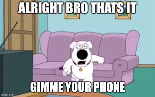 AIGHT BRO THATS IT | GIMME YOUR PHONE | image tagged in aight bro thats it | made w/ Imgflip meme maker