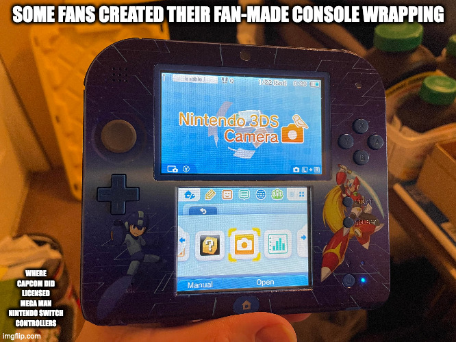 Fan-Made Mega Man Console Wrapping | SOME FANS CREATED THEIR FAN-MADE CONSOLE WRAPPING; WHERE CAPCOM DID LICENSED MEGA MAN NINTENDO SWITCH CONTROLLERS | image tagged in megaman,gaming,memes | made w/ Imgflip meme maker