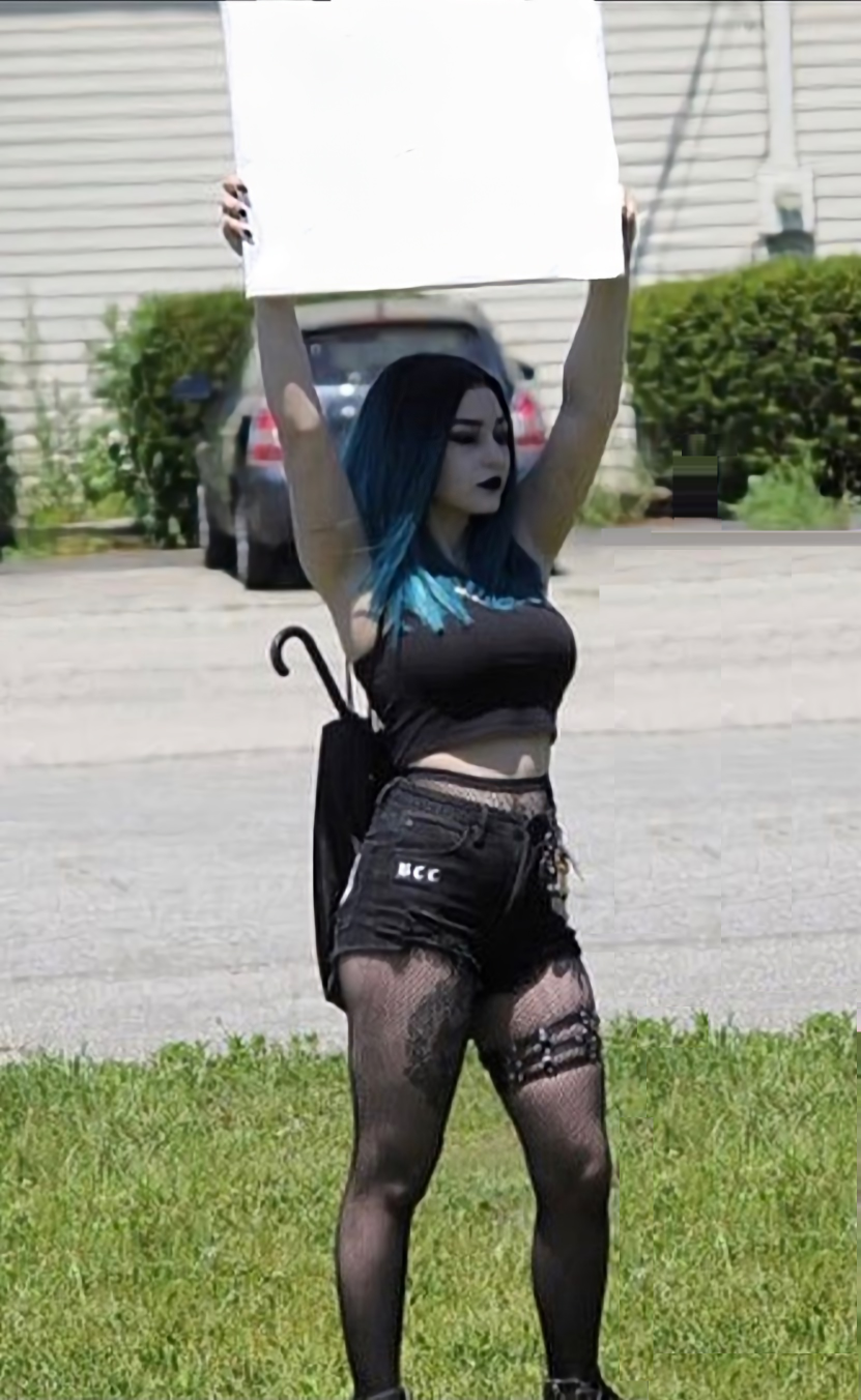 High Quality Goth girl with sign Blank Meme Template