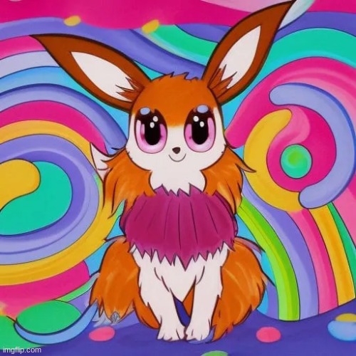 Candy Eevee | image tagged in created by an ai,eevee,pokemon | made w/ Imgflip meme maker