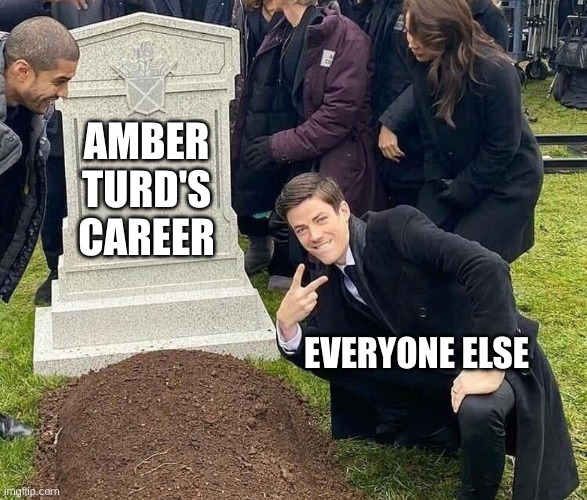 Peace sign tombstone | AMBER TURD'S CAREER; EVERYONE ELSE | image tagged in peace sign tombstone | made w/ Imgflip meme maker