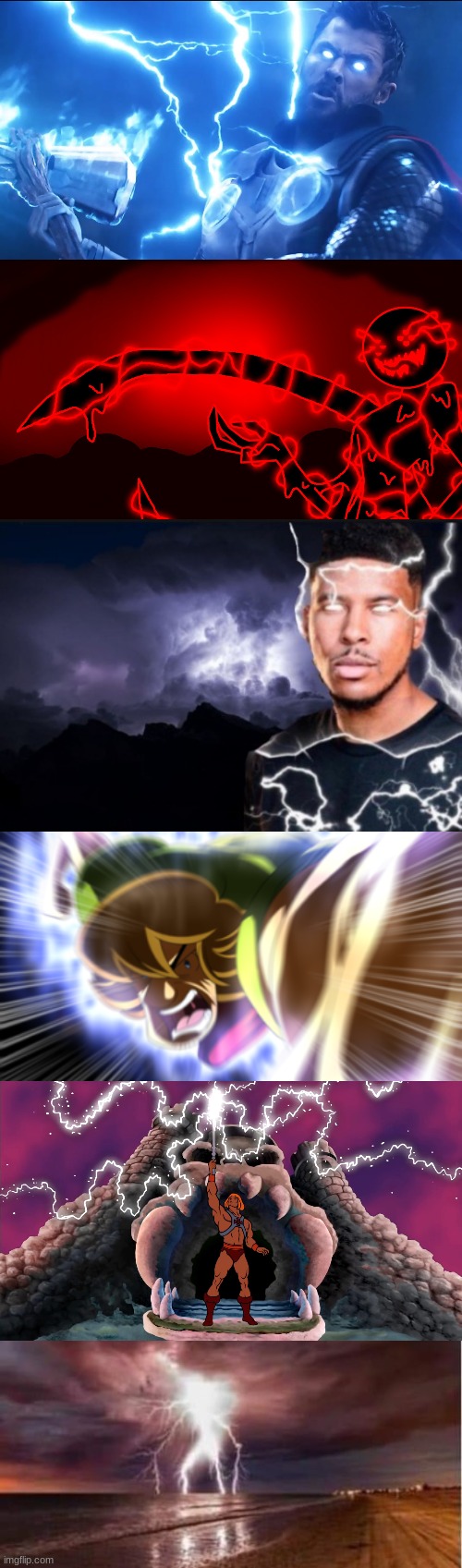 image tagged in bring me thanos,corrupt but he's the funny lightning man,you should kill yourself now,shaggy ultra instinct ko,electrol man | made w/ Imgflip meme maker