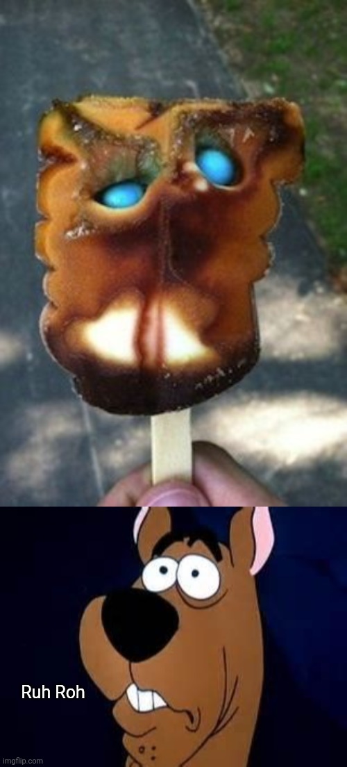 Cursed Scooby Doo popsicle | Ruh Roh | image tagged in scooby doo surprised,cursed image,scooby doo,memes,popsicle,design fails | made w/ Imgflip meme maker