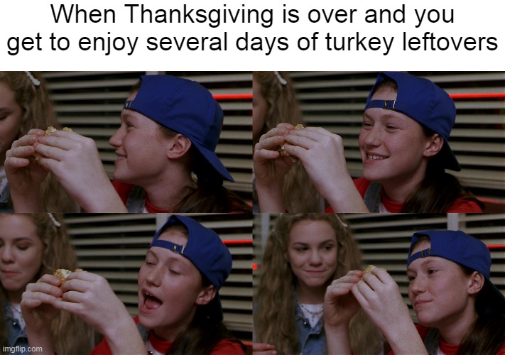 When Thanksgiving is over and you get to enjoy several days of turkey leftovers | image tagged in meme,memes,humor,thanksgiving,funny | made w/ Imgflip meme maker