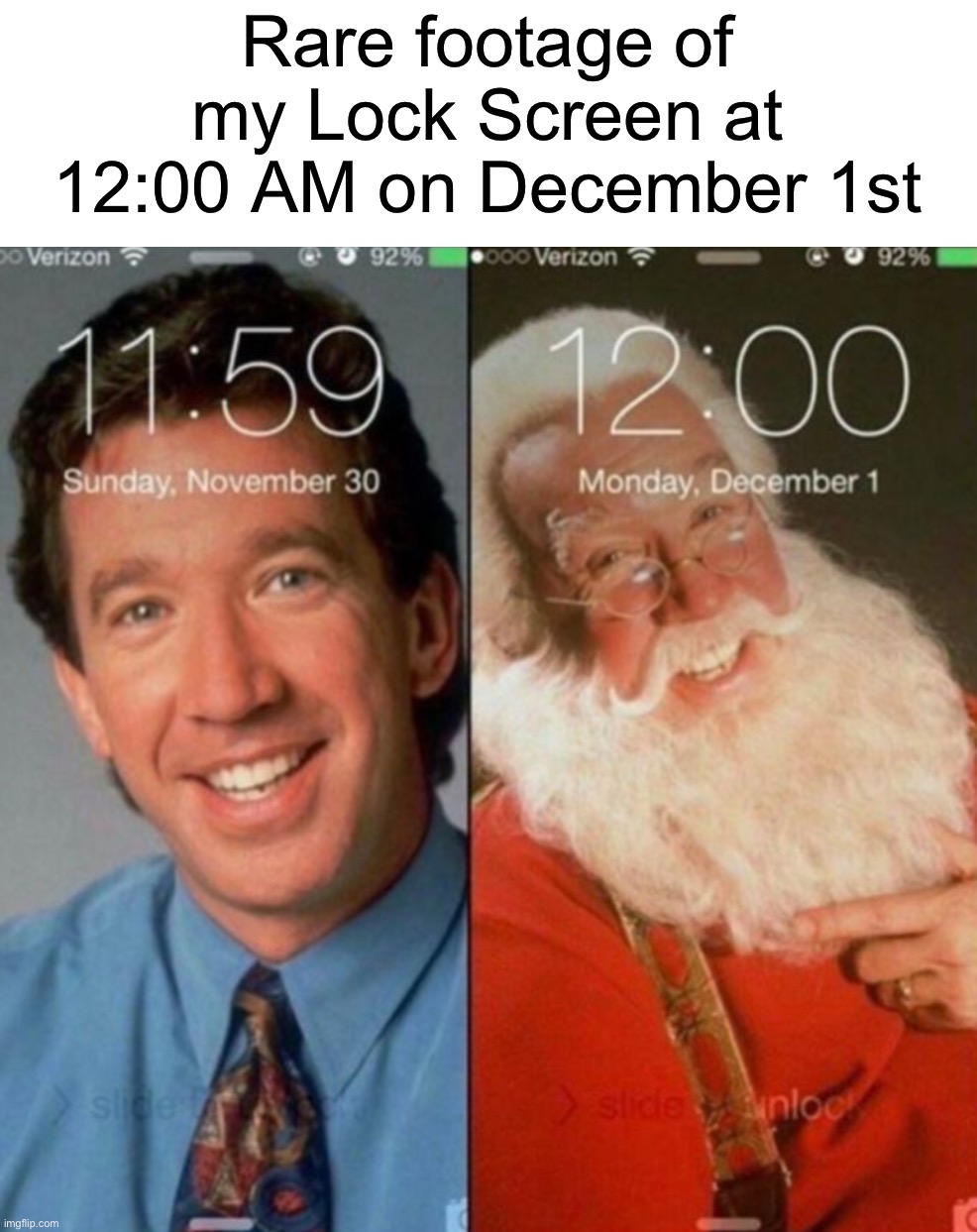(I didn’t take this photo fyi) |  Rare footage of my Lock Screen at 12:00 AM on December 1st | image tagged in memes,funny,december,christmas,true story,relatable memes | made w/ Imgflip meme maker