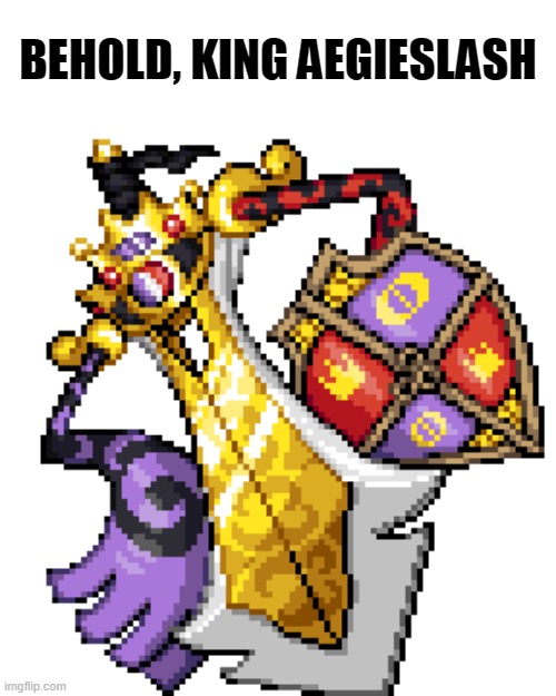 cool right, got it from a fusion | BEHOLD, KING AEGIESLASH | image tagged in pokemon fusion | made w/ Imgflip meme maker