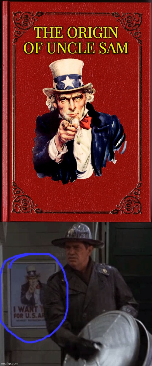 Uncle Sam | THE ORIGIN OF UNCLE SAM | image tagged in blank book | made w/ Imgflip meme maker