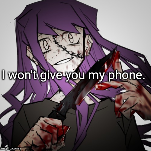 insane status | I won't give you my phone. | image tagged in insane status | made w/ Imgflip meme maker